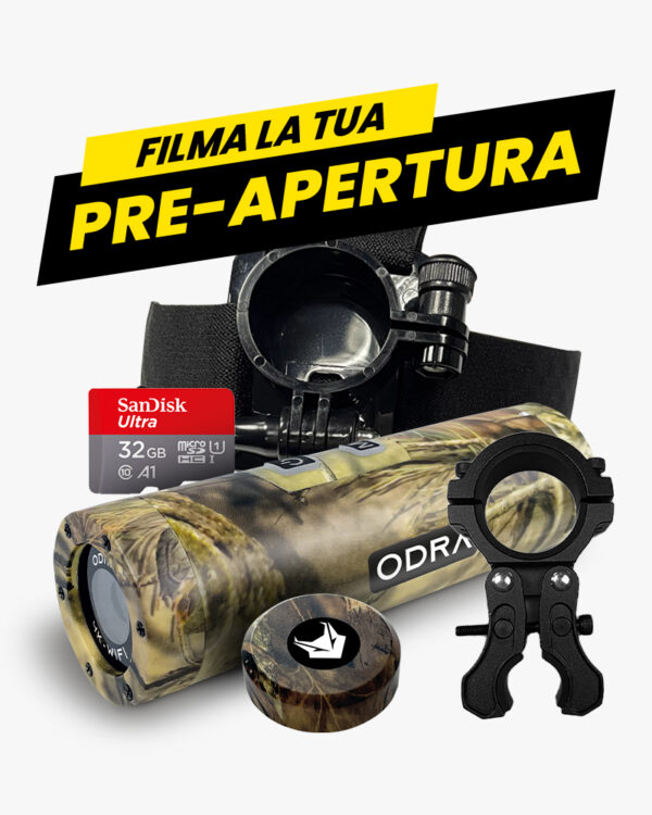 Telecamera per fucile da caccia 4K 60fps ODRA CAM PRO + Micro SD 32 Gb + Supporto metallico universale + Supporto testa + Tappo di scorta ODRA CAM - immagine 2