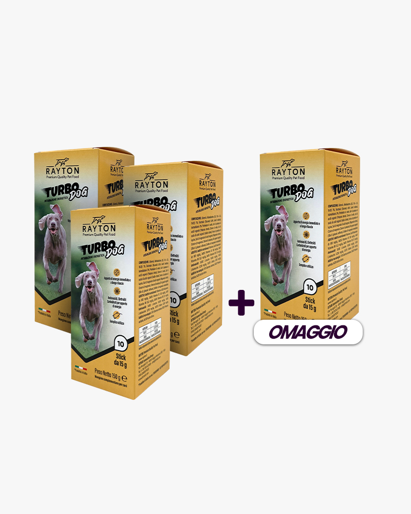 TURBO DOG 3 + 1 omaggio - Confezione da 10 stick monodose da 15 g