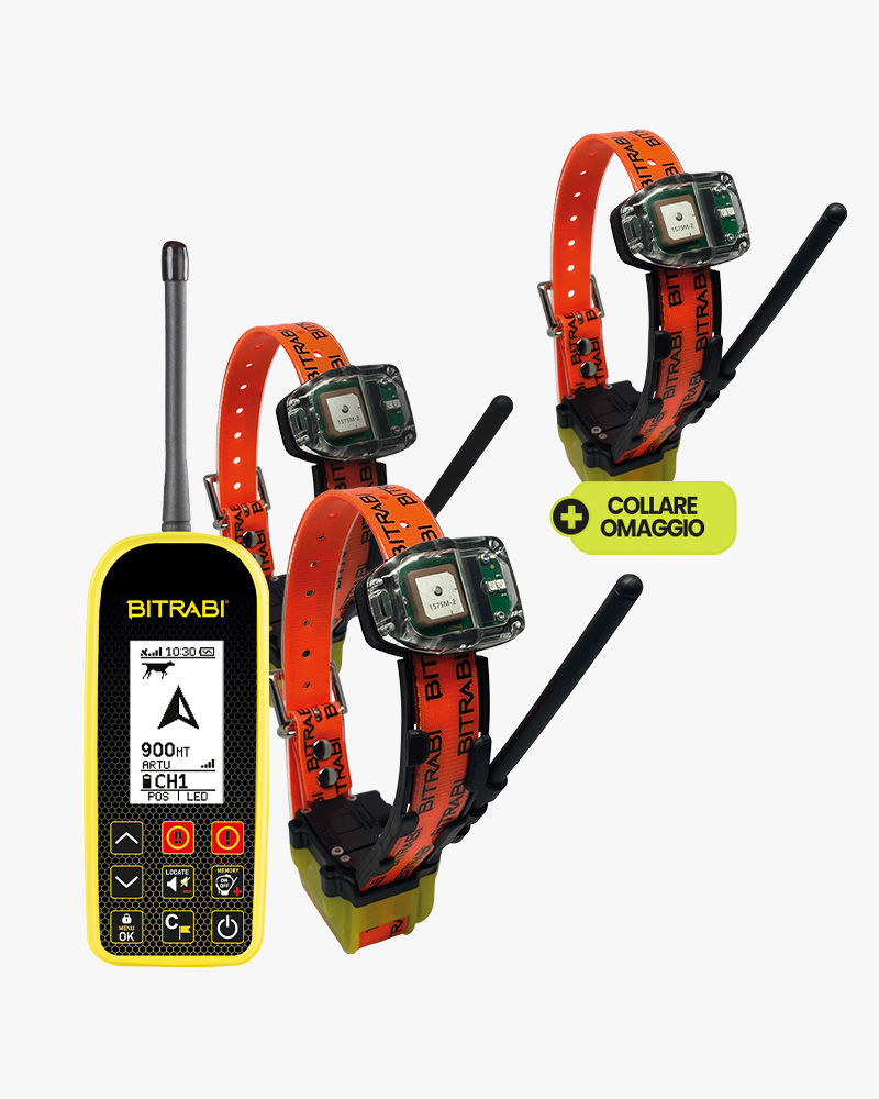 Promo Kit 3: 3 MITO 5300 PRO collare satellitare e GSM per cani da caccia di cui 1 omaggio + localizzatore satellitare GPS per cani da caccia BS PLANET 103 LEGEND